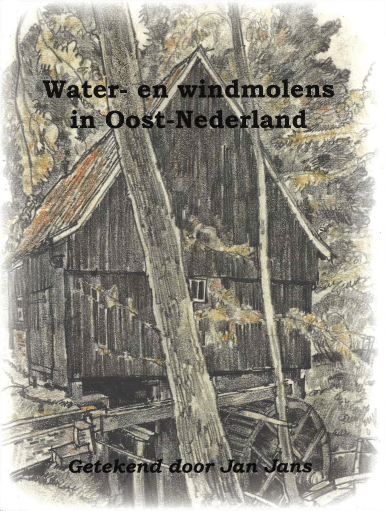 Jan Jans tekende in de jaren ‘20 en ‘30 van de vorige eeuw alle toen nog in Twente aanwezige watermolens. Deze fascineerden hem kennelijk meer dan de windmolens, waarvan hij er ook een aantal tekende, maar niet allemaal. Al deze molens worden samengebracht in dit boek. Het boek bevat 94 tekeningen van 54 molens in Twente en omgeving. Verder bevat dit boek enkele artikelen die Jans over dit thema publiceerde en zijn enkele tekeningen van opmetingen opgenomen. Het boek is samengesteld door Herman Hagens.